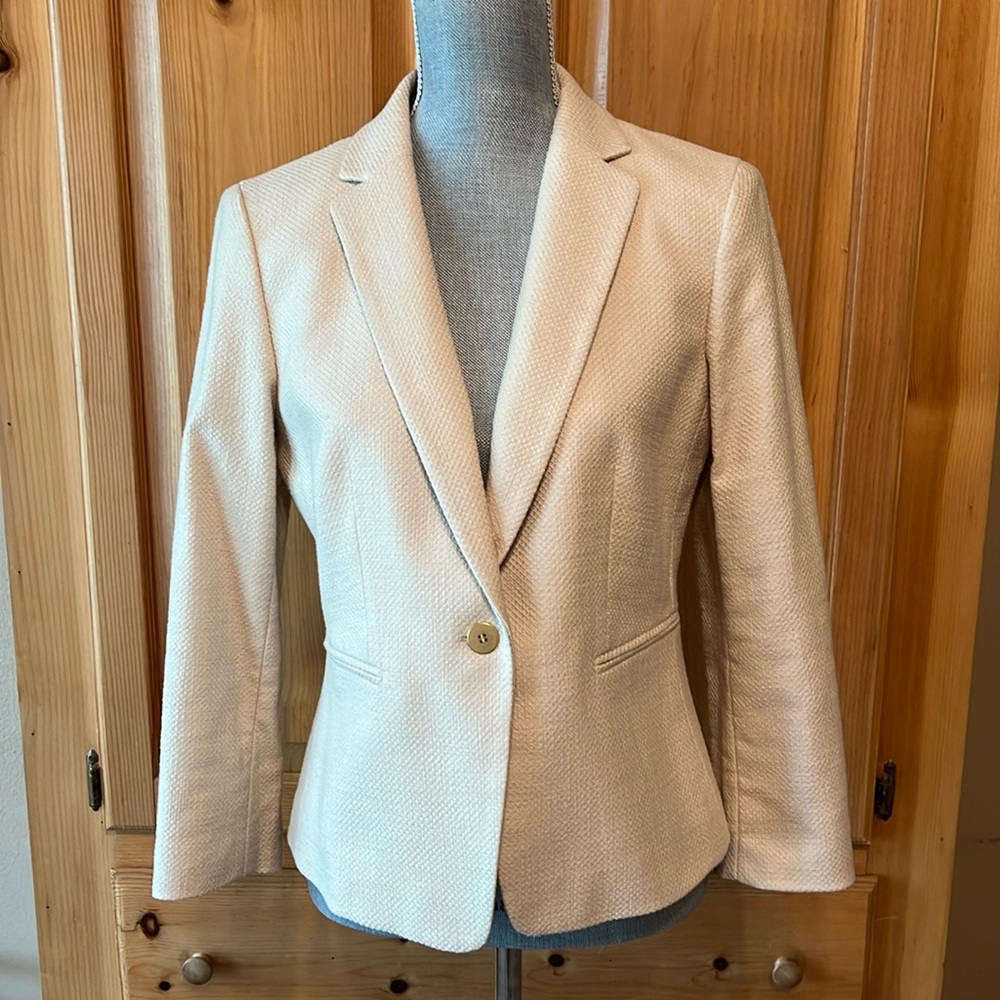 Ann Taylor Cream Tweed Blazer 6